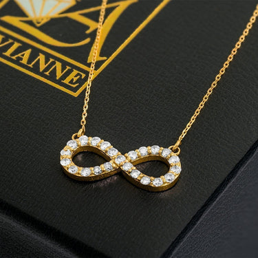 Yellow 14k Yellow Gold Diamond Infinity Necklace 0.37ct